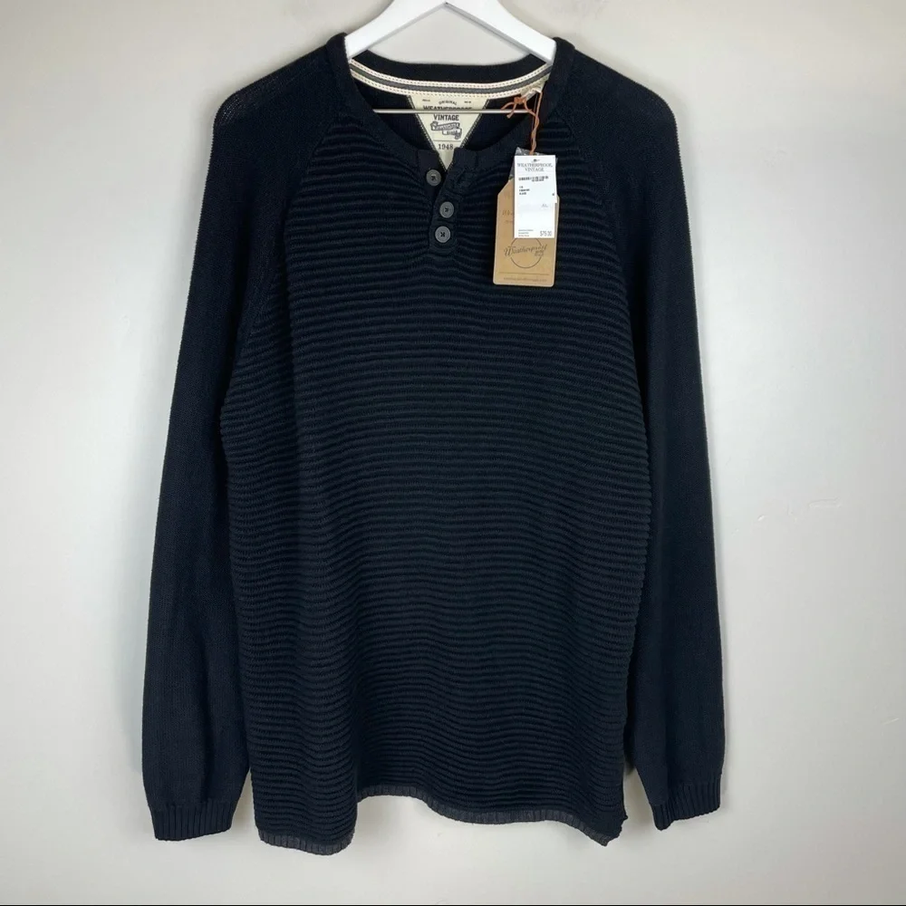 Weatherproof Ottoman Stitch Henley Sweater